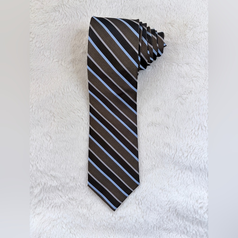 Pronto Uomo Brown and Blue Striped Tie